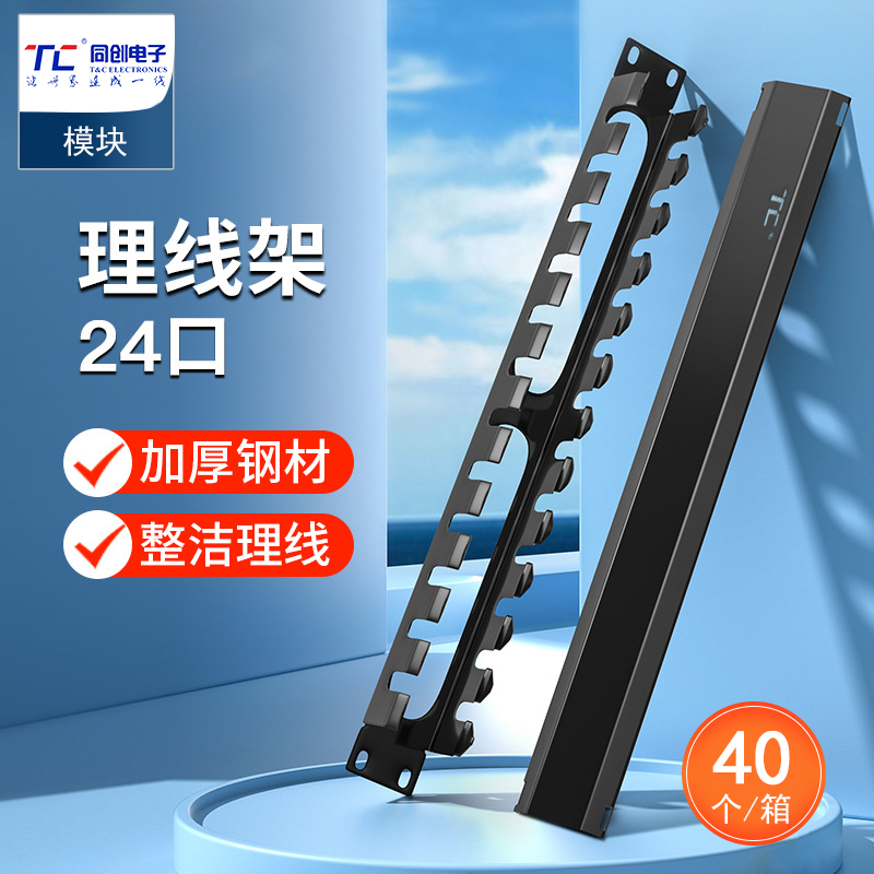 19英寸终端网络机柜24口理线架 金属网线理线架现货厂家直销